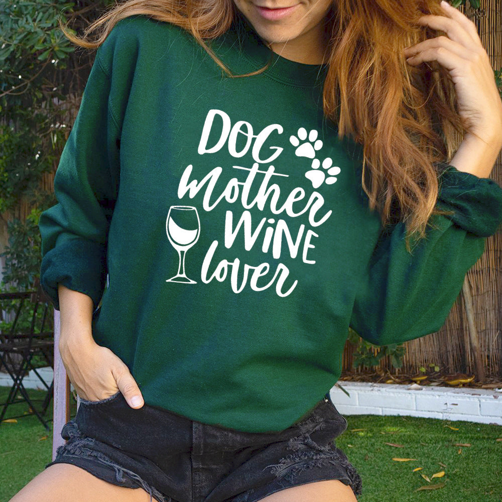 Genser med tekst "DOG mother, Wine lover"