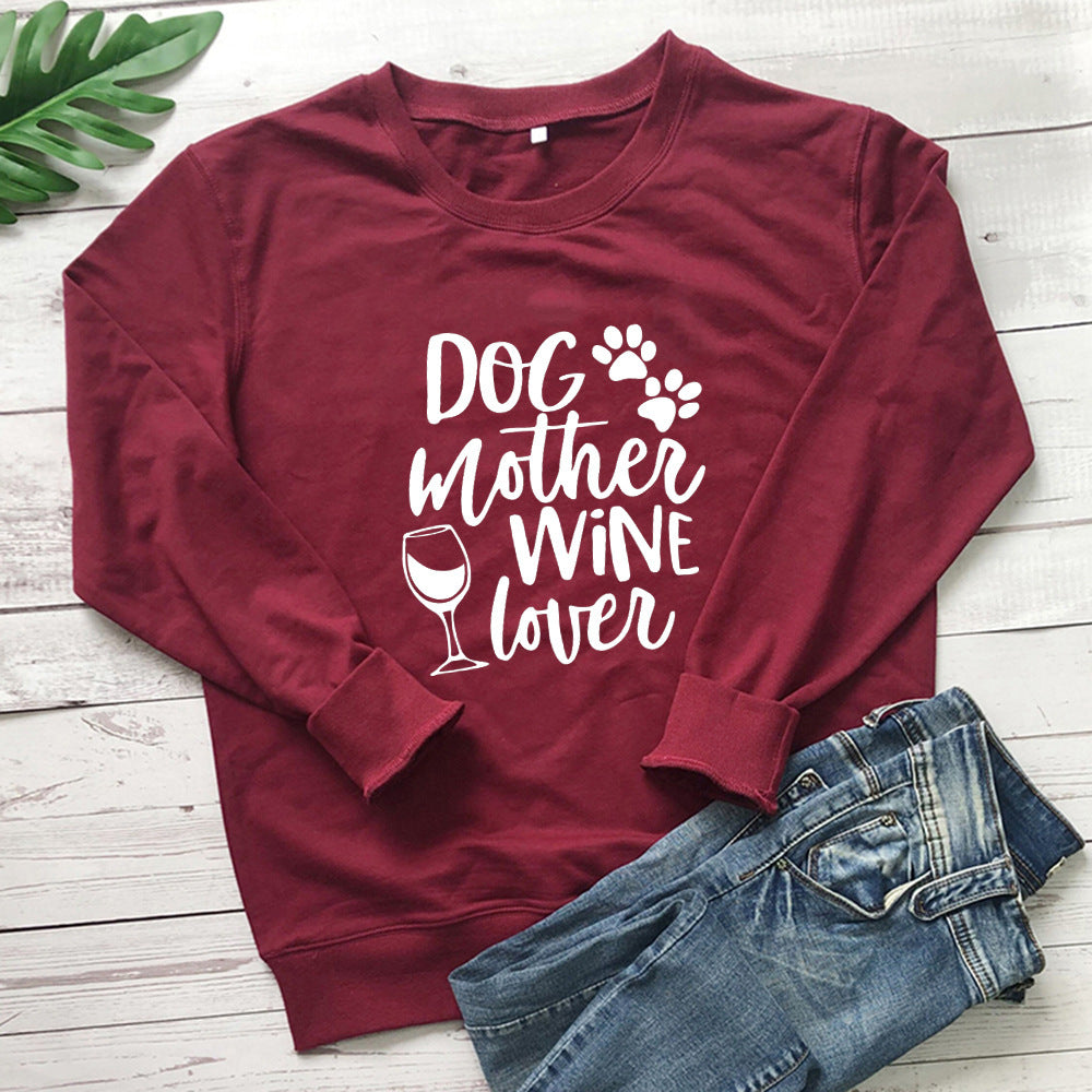 Genser med tekst "DOG mother, Wine lover"